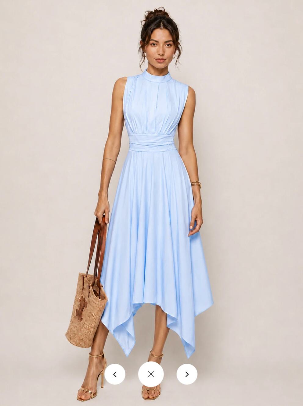 NWT Commense Stand Collar Sleeveless Irregular Hem Midi Dress Sz M
